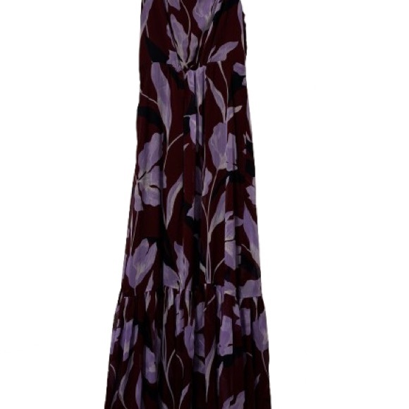 Ann Taylor Plum Floral Wrap Maxi Dress with Lavender Blooms - Picture 11 of 14